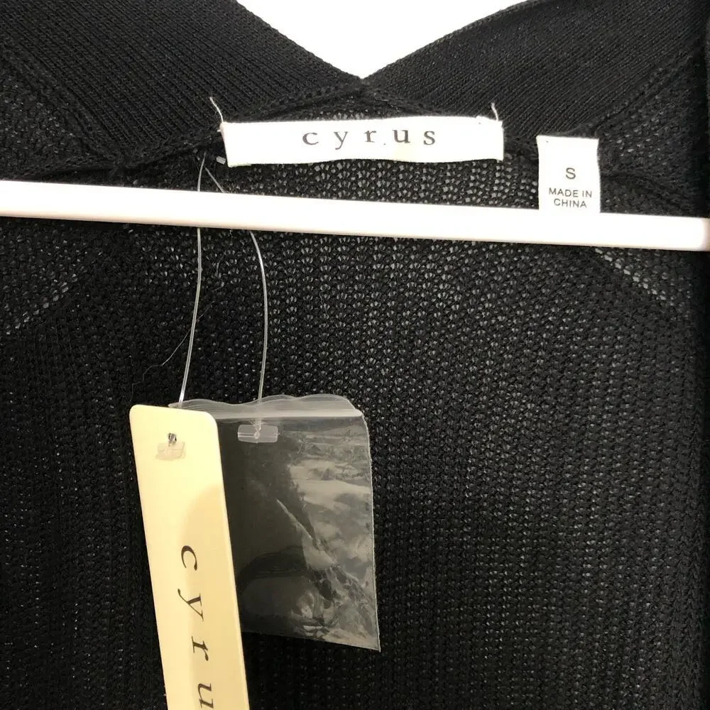 Cyrus Women's Cardigan Sweater Open Front Long Sleeve‎ Black Size Small NWT